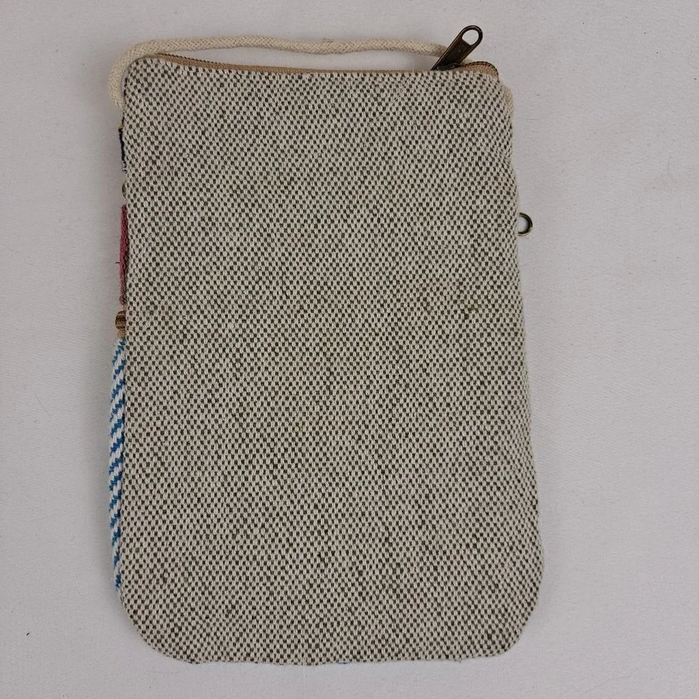 Handmade Pure Hemp Multi Zipper Pocket Crossbody Bag Striped Geometric Chevron